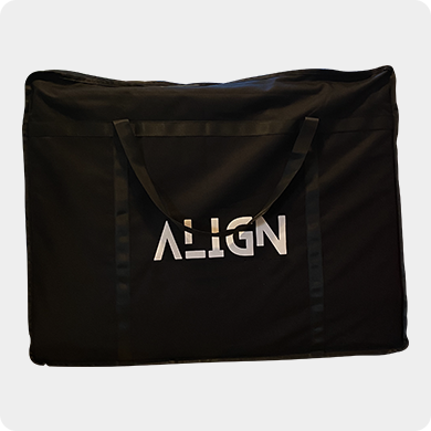 A large square bag with a text logo in the middle, Align