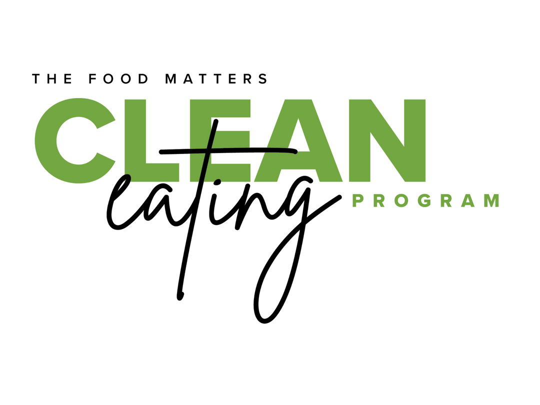 A full text which says, The food matters, clean eating program