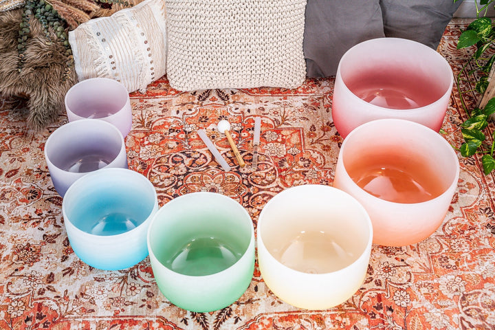 Sound Healing LAB | Pro Color Chakra Set of 7 Quartz Crystal Singing Bowls